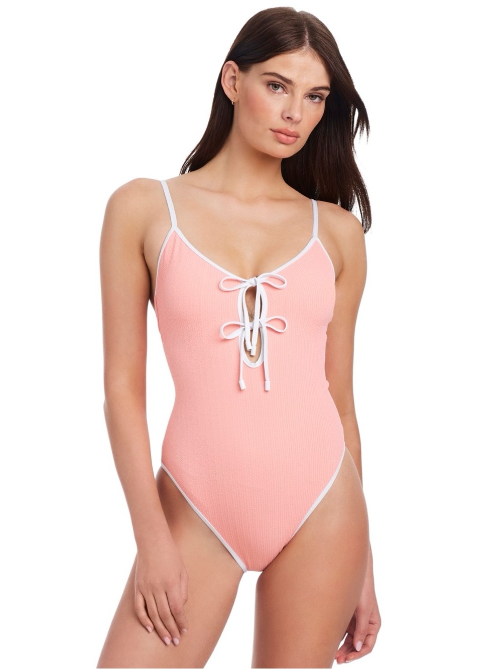 Sanctuary Women's Key Item Stay Connected Tie-Front Swimsuit- Cherry Blossom.R9B